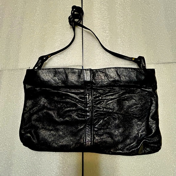 Vintage Black Leather Crossbody Shoulder Bag made in Italy - Picture 1 of 4